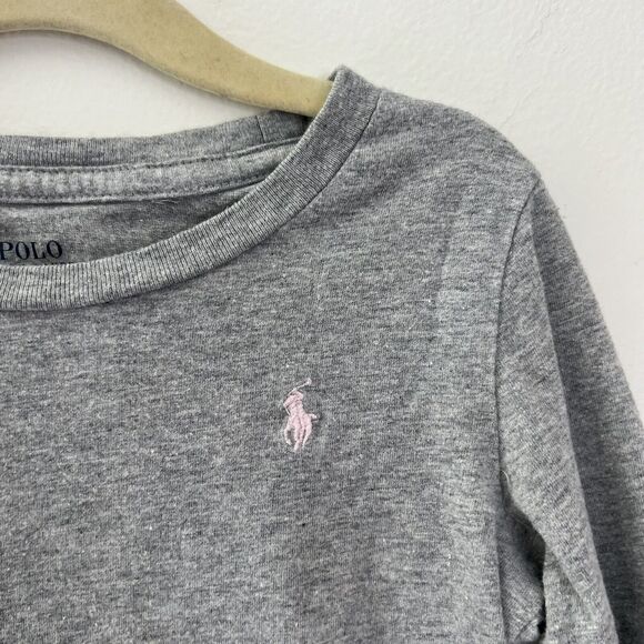 Polo Ralph Lauren Girls Long Sleeve T -shirt Grey Pink Pony Size 6 - Picture 2 of 7
